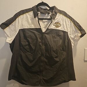 Harley-Davidson Women's Black and White Button Down Shirt